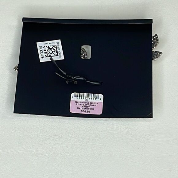 Rhinestone Leaf Bridal Hair Comb, Silver Sparkly - Picture 4 of 4